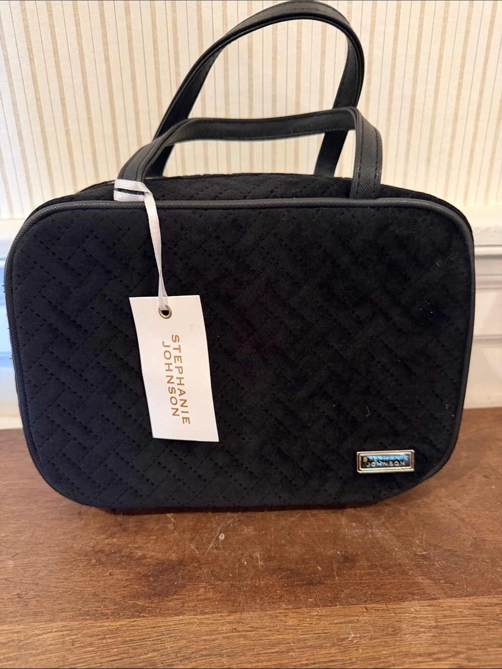 Stephanie Johnson Black Quilted Cosmetic Carry Case